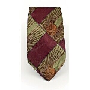 Carlo Palazzi Sunrise Men's Silk Tie Maroon Gold Suit Fashion Accessory